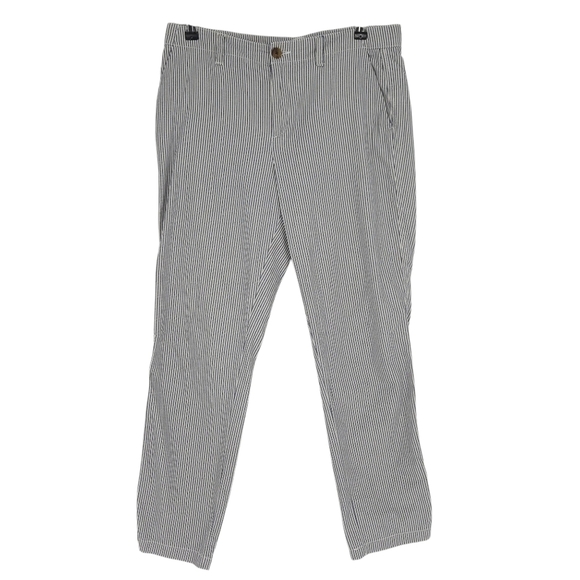 GAP Girlfriend Khaki Pants Blue Conductor Stripe High Rise Slim Straight Chino 6 - Picture 1 of 7